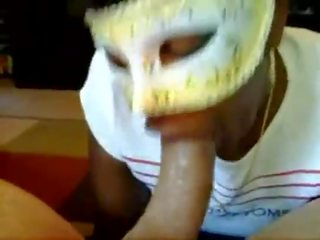 Masked ebony from BlacksCrush.com loves white pecker