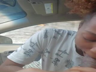 Public Blowjob in Car from Black Amateur Step Mom: dirty video 4e