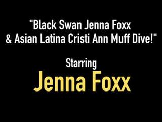 ब्लॅक swan जेन्ना foxx & एशियन लाटीना cristi ऐन चूक डुबकी!